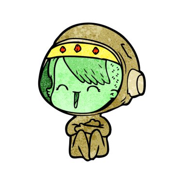 mutlu karikatür alan kız