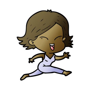 mutlu çizgi film kız vektör çizim