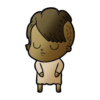 Çizgi filmdeki kadının vektör çizimi