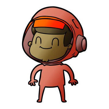 mutlu karikatür astronot vektör çizim