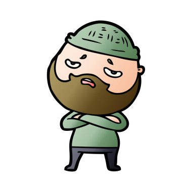 Sakallı endişeli adam çizgi film