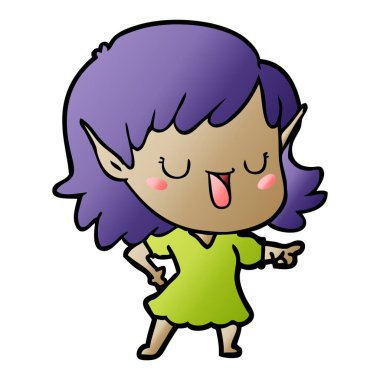 vektör çizim karikatür elf kızı