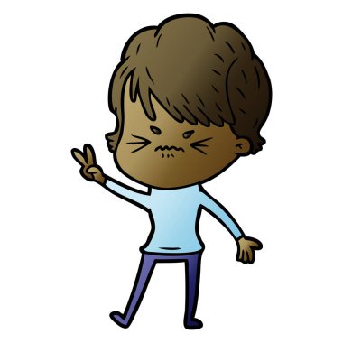 Çizgi filmdeki kadının vektör çizimi