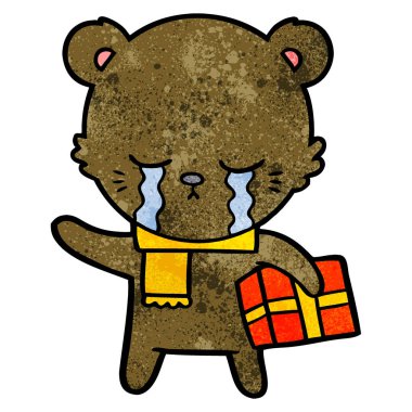 ağlayan karikatür ayı ile hediye