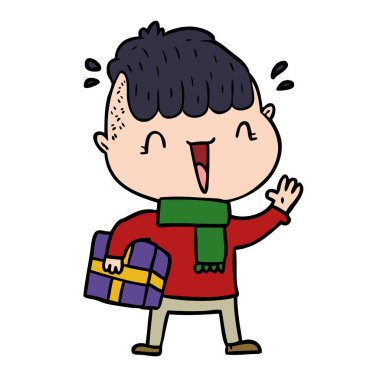 karikatür mutlu çocuk şaşırmış