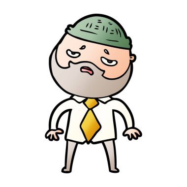 Sakallı endişeli adam çizgi film