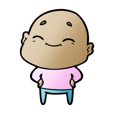 karikatür mutlu kel adam