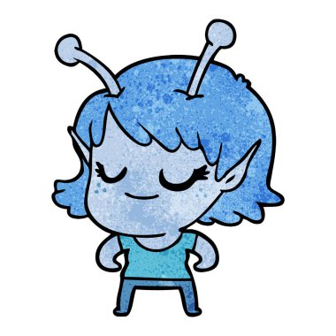 gülümseyen uzaylı kız çizgi film