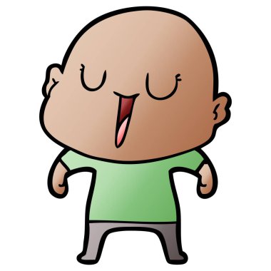 mutlu karikatür kel adam