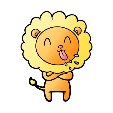 mutlu karikatür aslan vektör çizim
