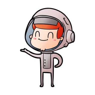 mutlu karikatür astronot vektör çizim