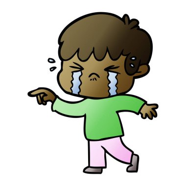 vektör çizim karikatür çocuk ağlıyor