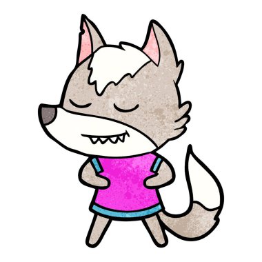 Dostu karikatür kurt kız