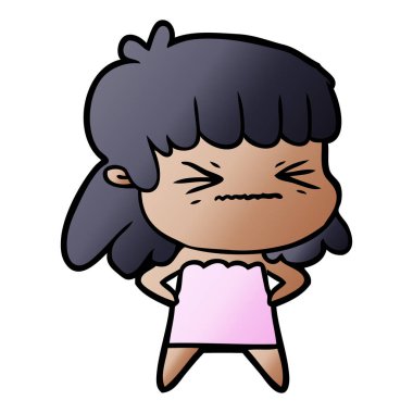 vektör çizim karikatür kızgın kız