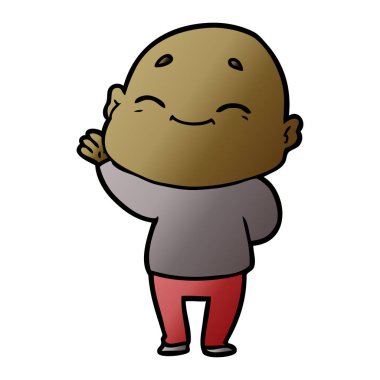 karikatür mutlu kel adam