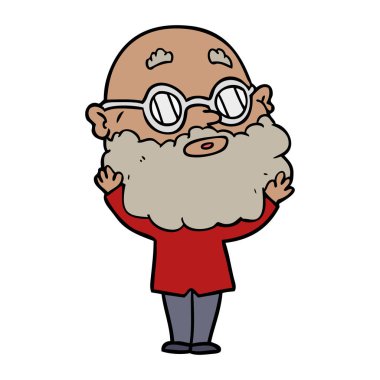 çizgi film meraklı adam sakal ve gözlük