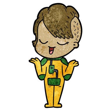 mutlu çizgi film kız vektör çizim