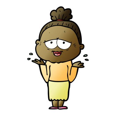 karikatür mutlu yaşlı kadın