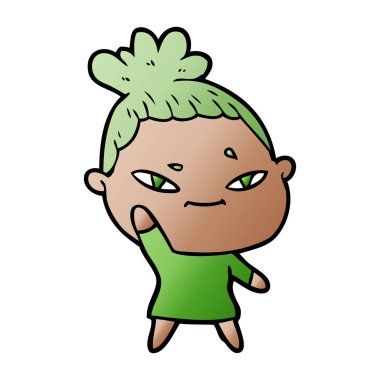 Çizgi filmdeki kadının vektör çizimi