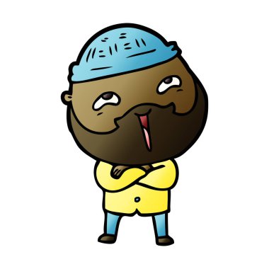 Çizgi film mutlu sakallı adam