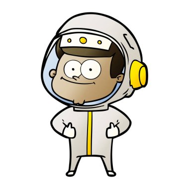 mutlu astronot karikatür vektör çizim