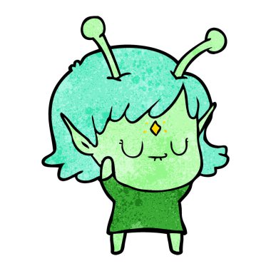 vektör çizim karikatür uzaylı kız