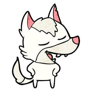 vektör çizim karikatür kurt gülen