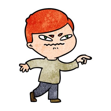 Çizgi filmdeki kızgın adam işaret ediyor