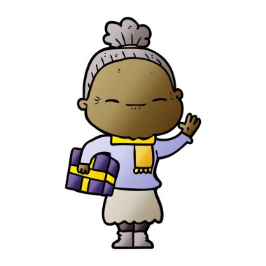 çizgi film huzurlu yaşlı kadın