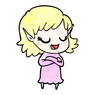 mutlu karikatür elf kızı