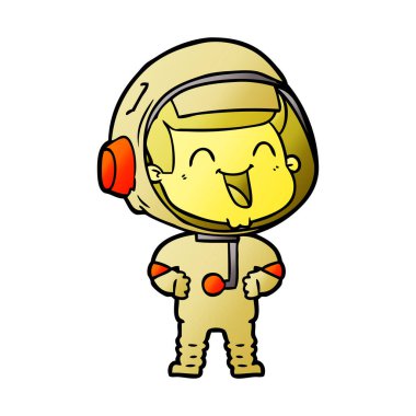 mutlu karikatür astronot vektör çizim