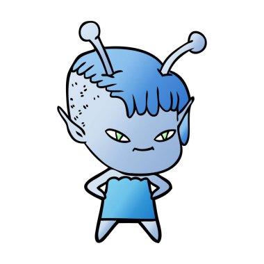 sevimli çizgi uzaylı kız