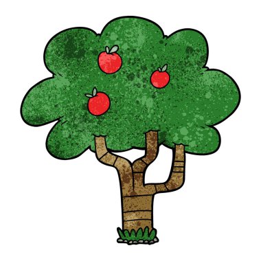vektör çizim karikatür elma ağacı