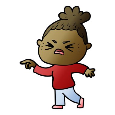 vektör çizim karikatür kızgın kadın