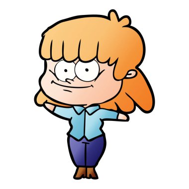 vektör çizim karikatür kız gülümseyerek