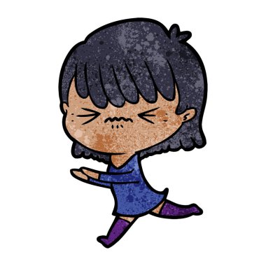 rahatsız çizgi film kız vektör çizim