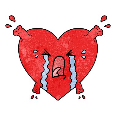 Karikatür kalp çiziminin vektör çizimi