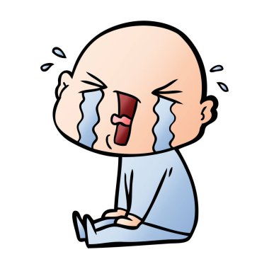 çizgi film ağlayan kel adam