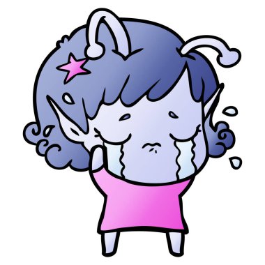 ağlayan uzaylı kız çizgi film