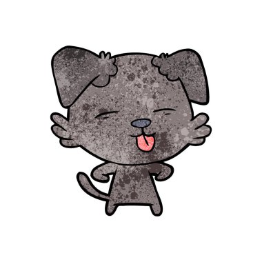 Çizgi filmdeki köpek dilini çıkartıyor.