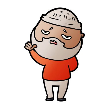 Sakallı endişeli adam çizgi film