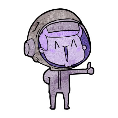 mutlu karikatür astronot vektör çizim
