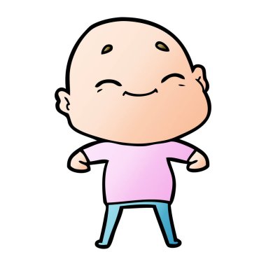 mutlu karikatür kel adam