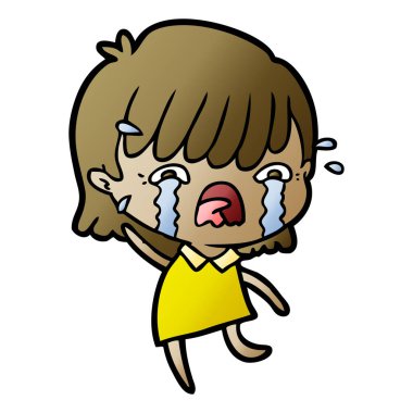 vektör çizim karikatür kız ağlıyor