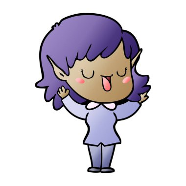 vektör çizim karikatür elf kızı