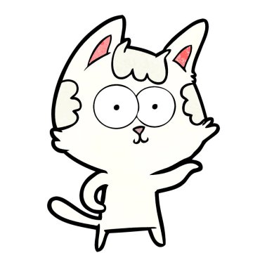 vektör çizim karikatür mutlu kedi