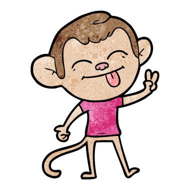 komik karikatür maymun barış işareti yapmak