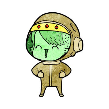 mutlu karikatür alan kız