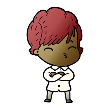 vektör çizim karikatür kadın düşünme