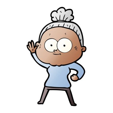 karikatür mutlu yaşlı kadın